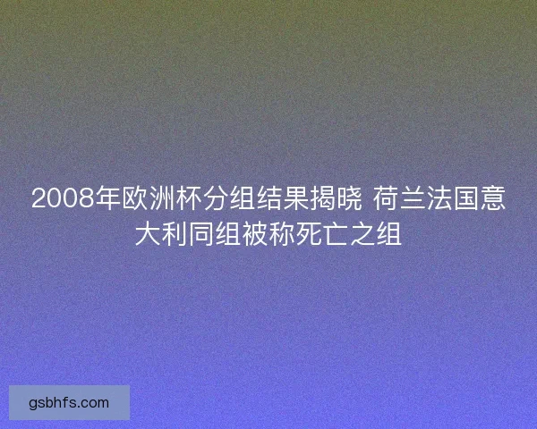2008年欧洲杯分组结果揭晓 荷兰法国意大利同组被称死亡之组