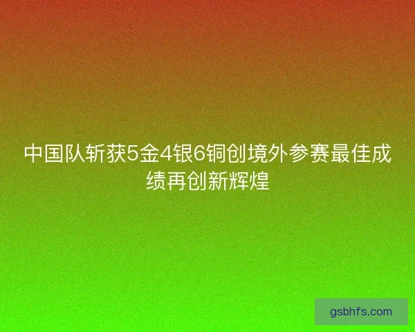 中国队斩获5金4银6铜创境外参赛最佳成绩再创新辉煌